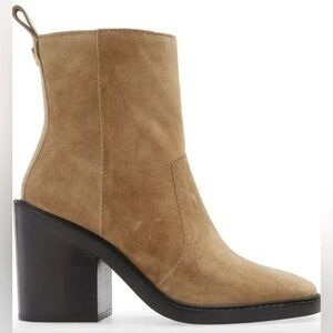 Tory Burch Sierra Ankle Boot Tan Suede Square Toe Boots Size 8M -EUC